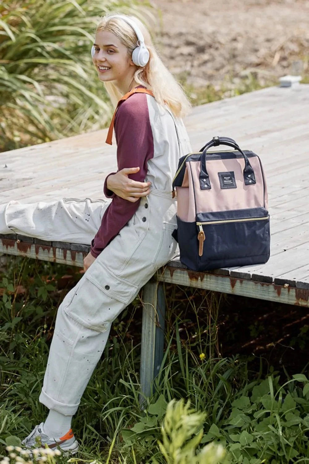 Trendsi Himawari Waterproof Canvas Backpack Bag with Side Pockets