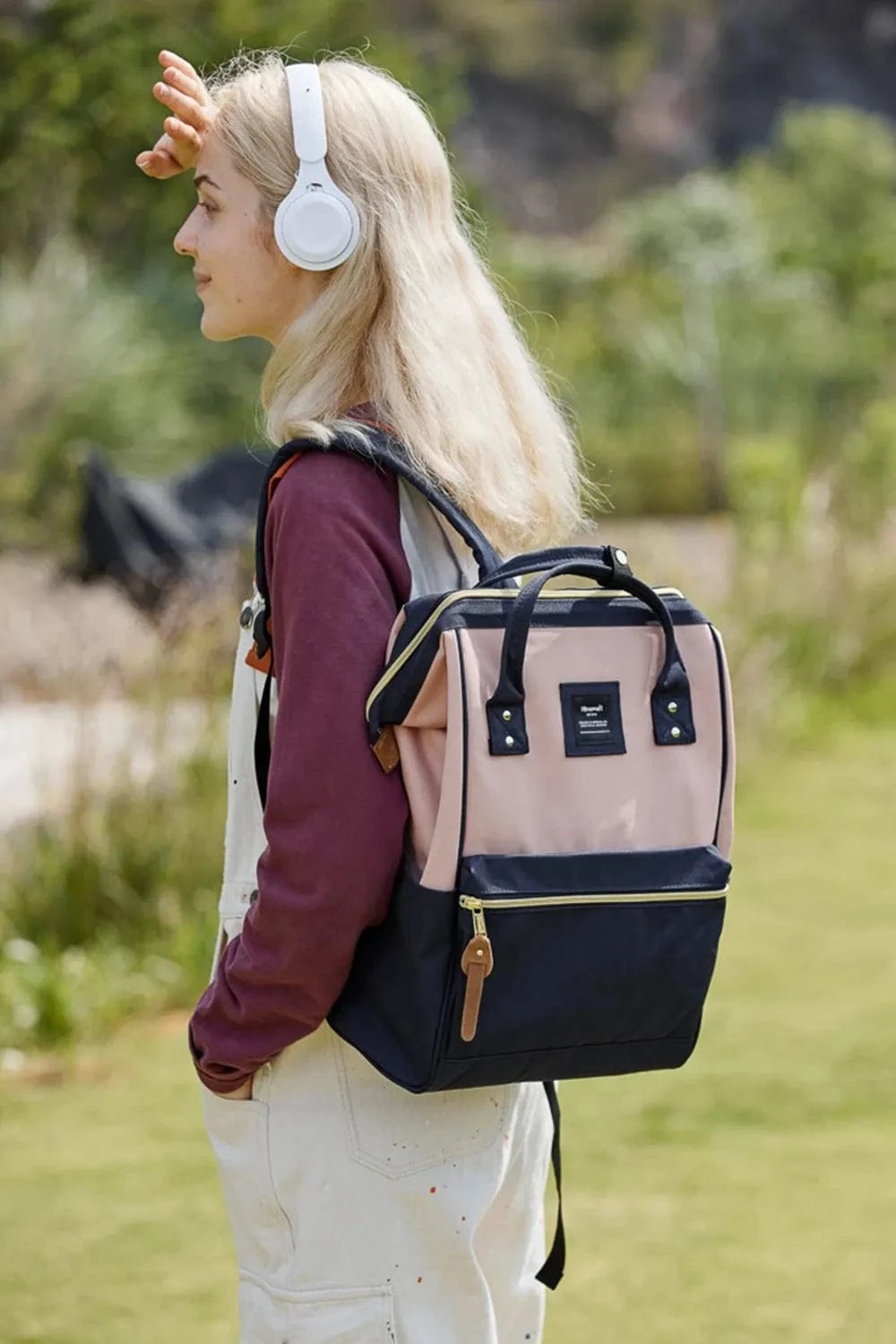 Trendsi Himawari Waterproof Canvas Backpack Bag with Side Pockets