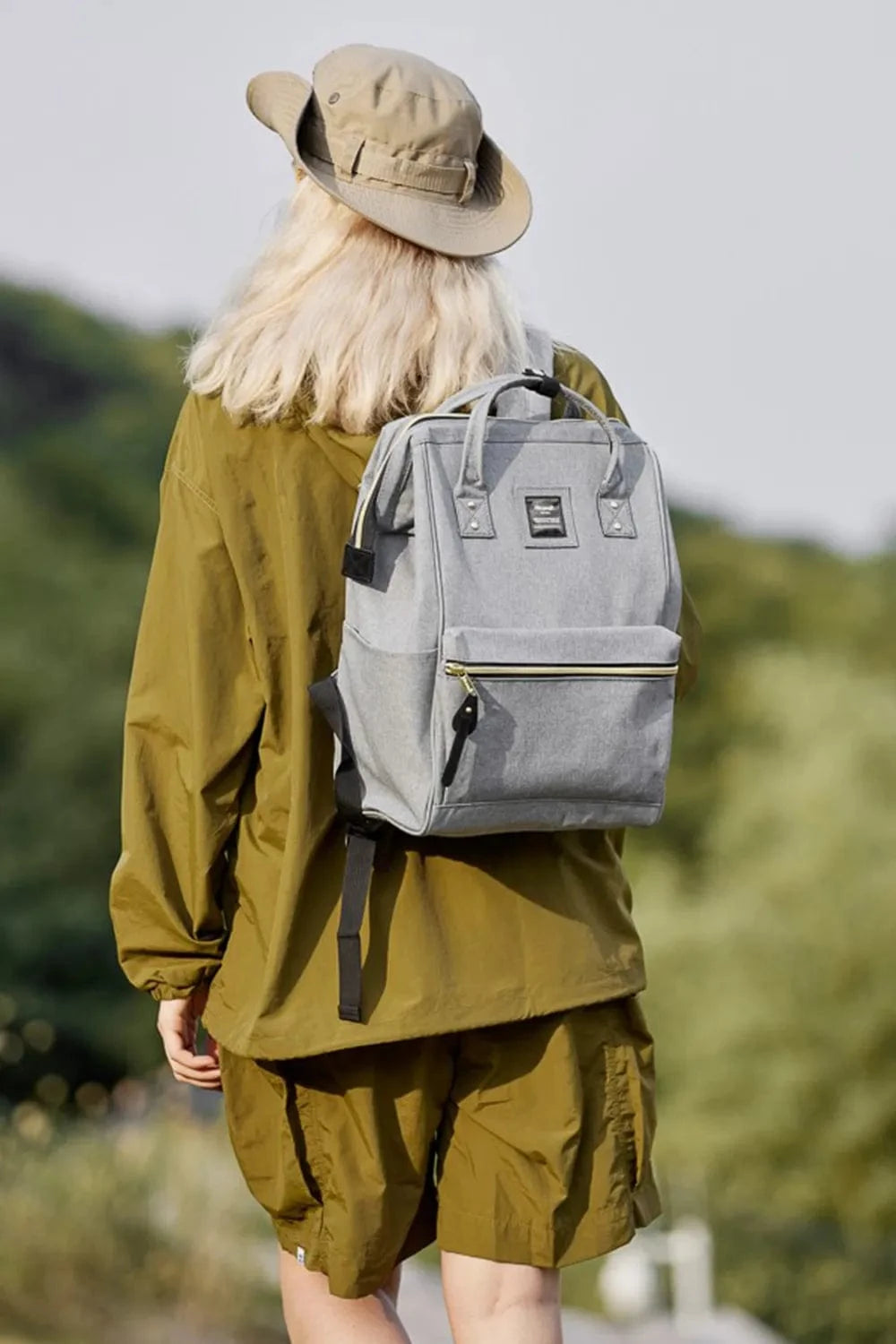 Trendsi Himawari Waterproof Canvas Backpack Bag with Side Pockets