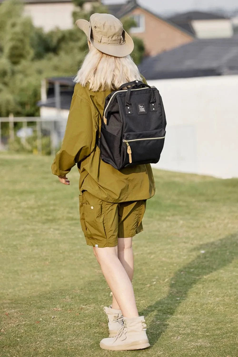 Trendsi Himawari Waterproof Canvas Backpack Bag with Side Pockets