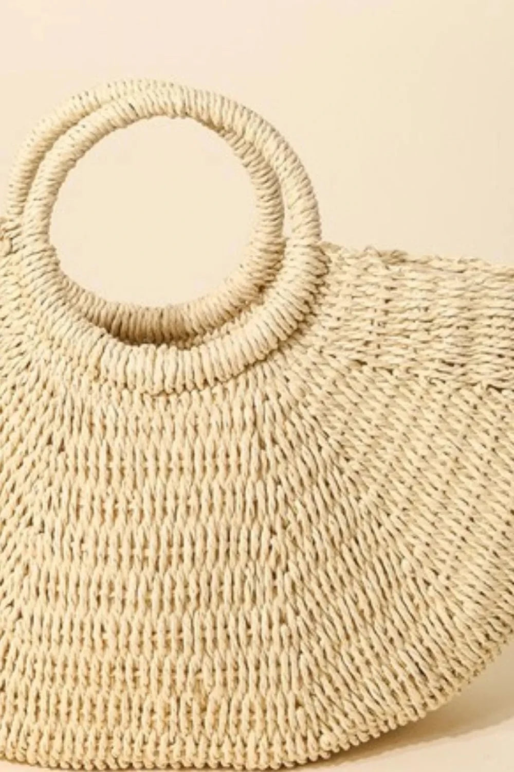 Trendsi Iv / One Size Fame Half Moon Straw Tote Bag