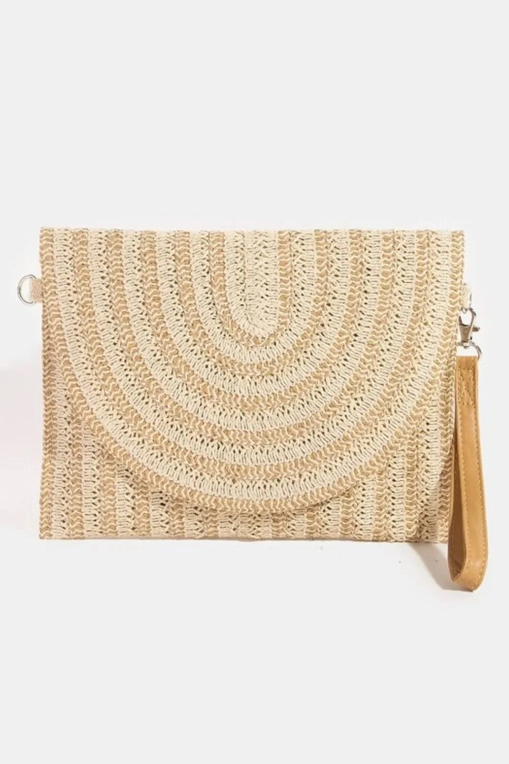 Trendsi IV / One Size Fame Two Tone Woven Paper Envelope Clutch Bag
