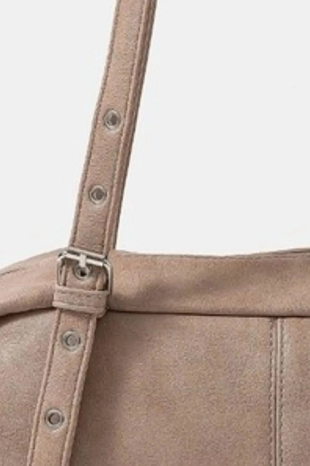Trendsi KA / One Size Fame Multi Grommet Belt Strap Rustic Rectangular Hand Bag