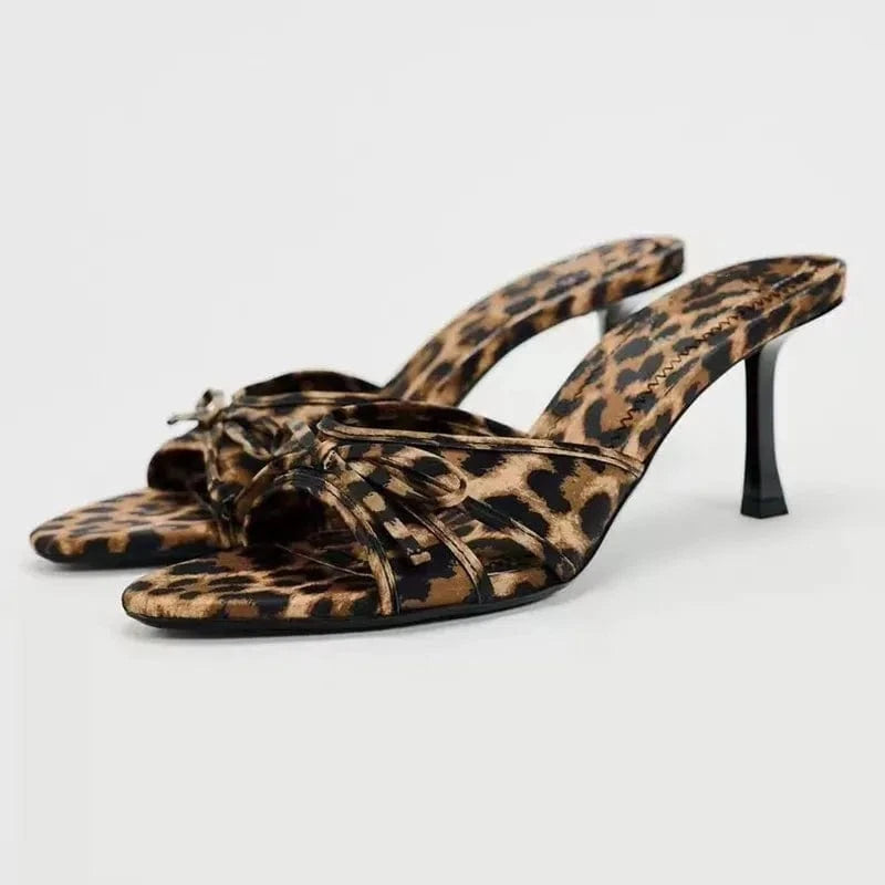 Trendsi Leopard / 35(US4) Bow Leopard Kitten Heel Sandals