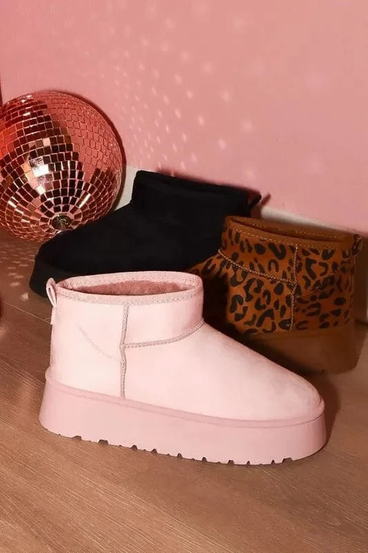 Trendsi Leopard / 6 WILD DIVA Leopard Suede Round Toe Platform Booties