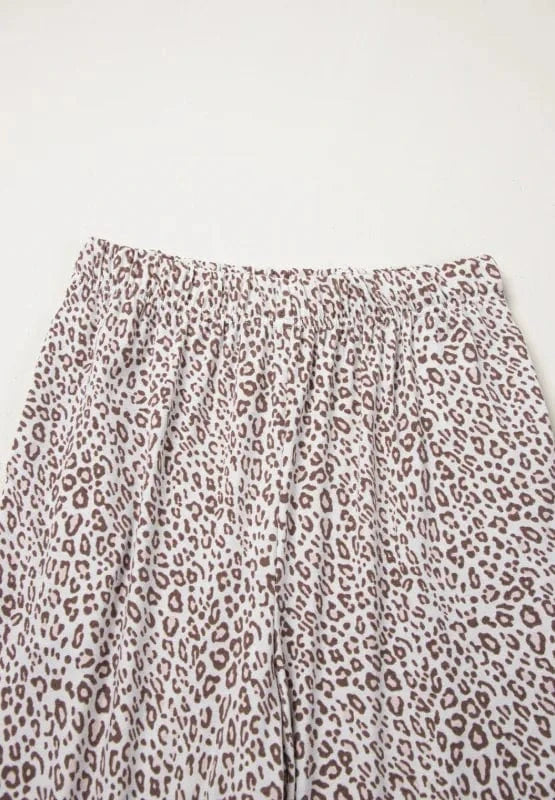 Trendsi Leopard Button Down Long Sleeve Top and Pants Lounge Set