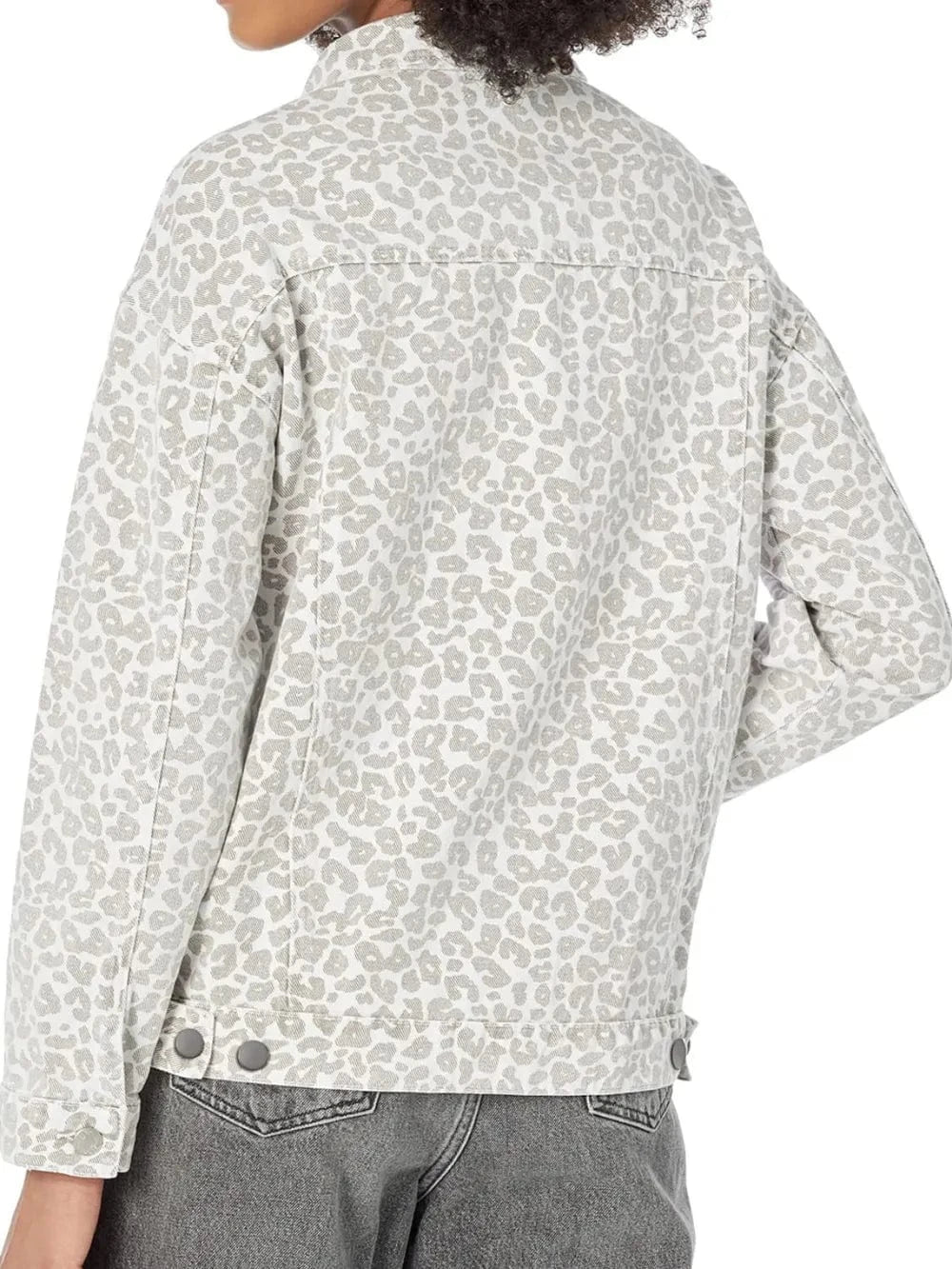 Trendsi Leopard Button Up Long Sleeve Denim Jacket