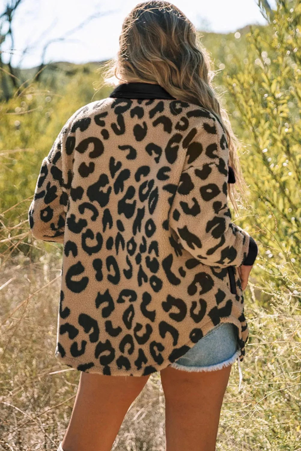 Trendsi Leopard Button Up Long Sleeve Jacket