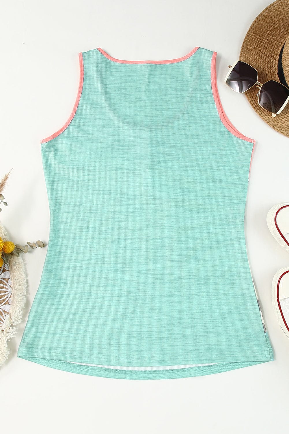 Trendsi Leopard Color Block Decorative Button Tank