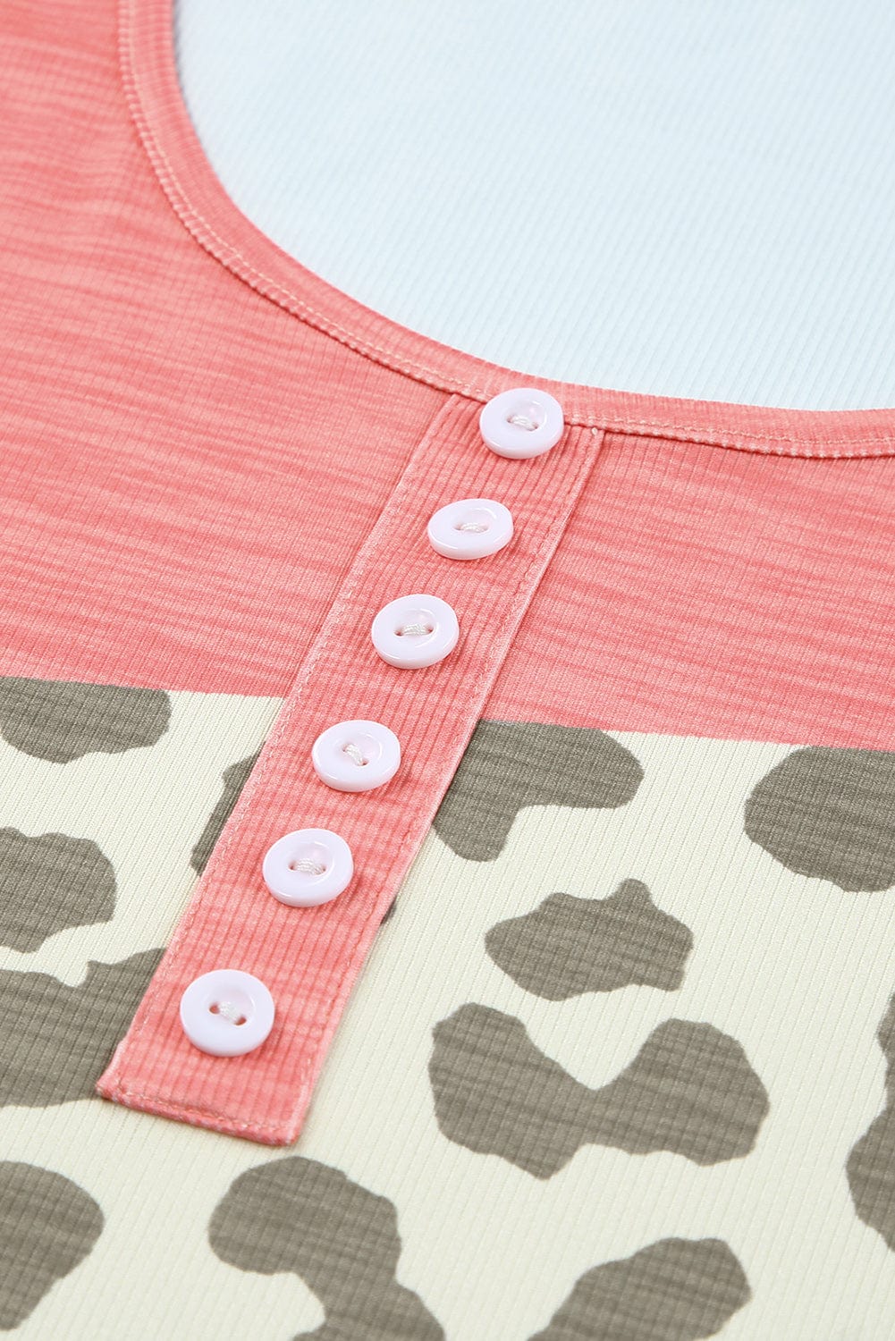 Trendsi Leopard Color Block Decorative Button Tank