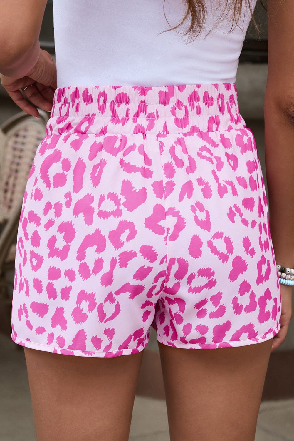 Trendsi Leopard Elastic Waist Shorts