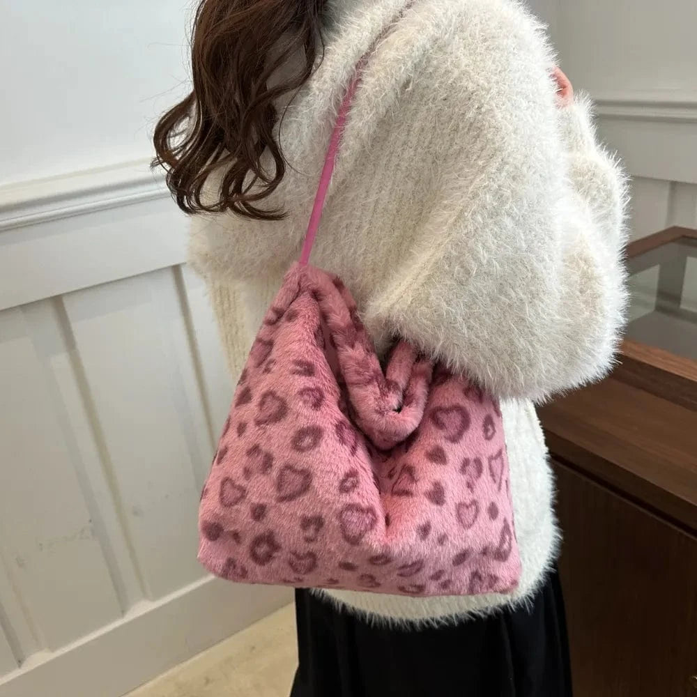 Trendsi Leopard Furry Shoulder Bag