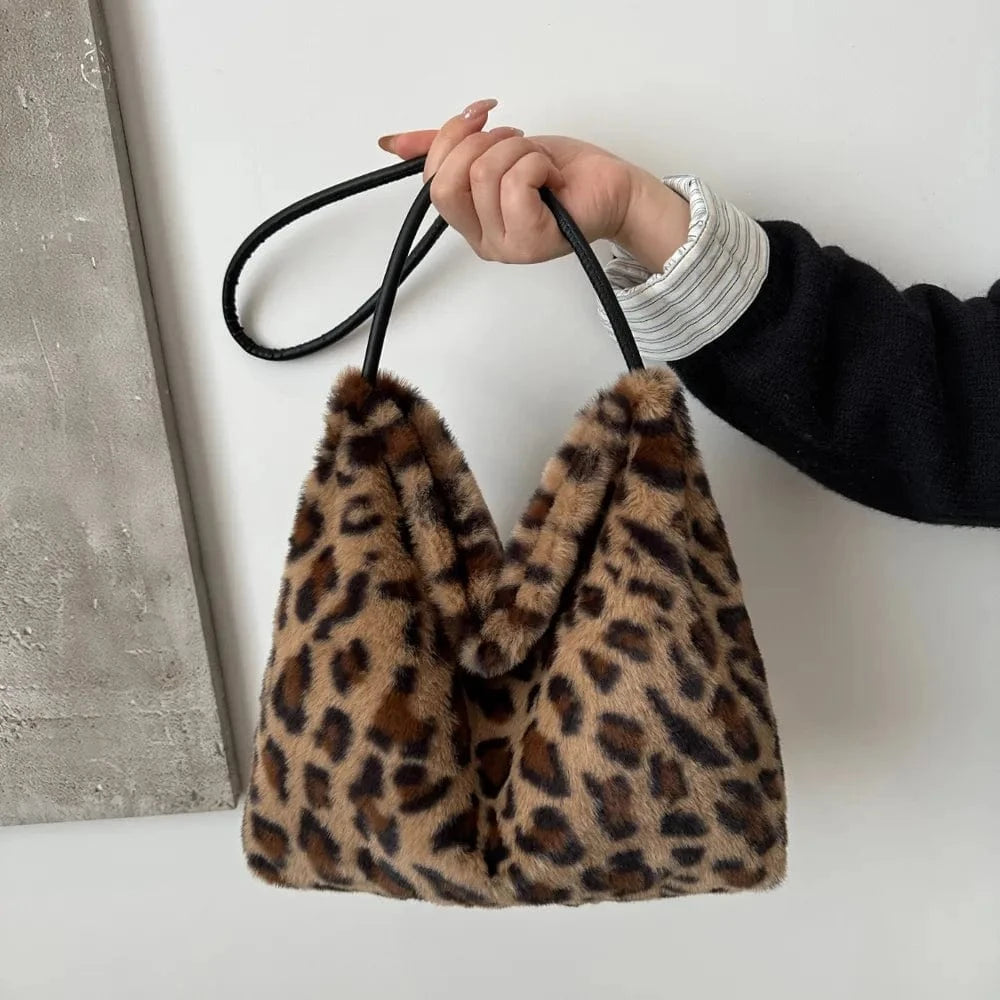 Trendsi Leopard Furry Shoulder Bag