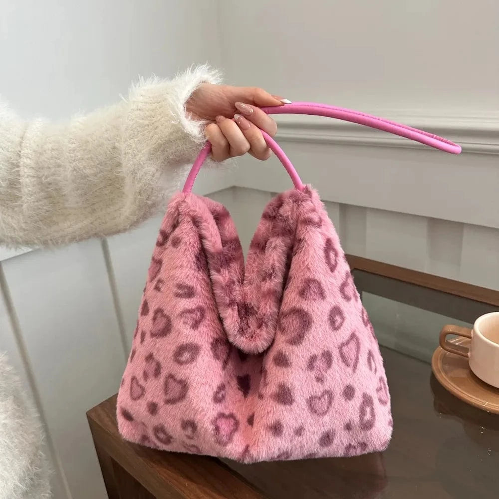 Trendsi Leopard Furry Shoulder Bag