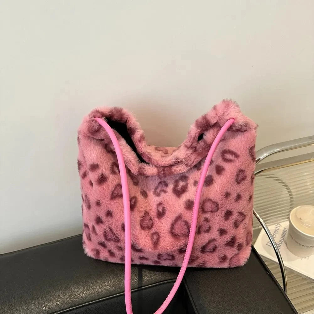 Trendsi Leopard Furry Shoulder Bag