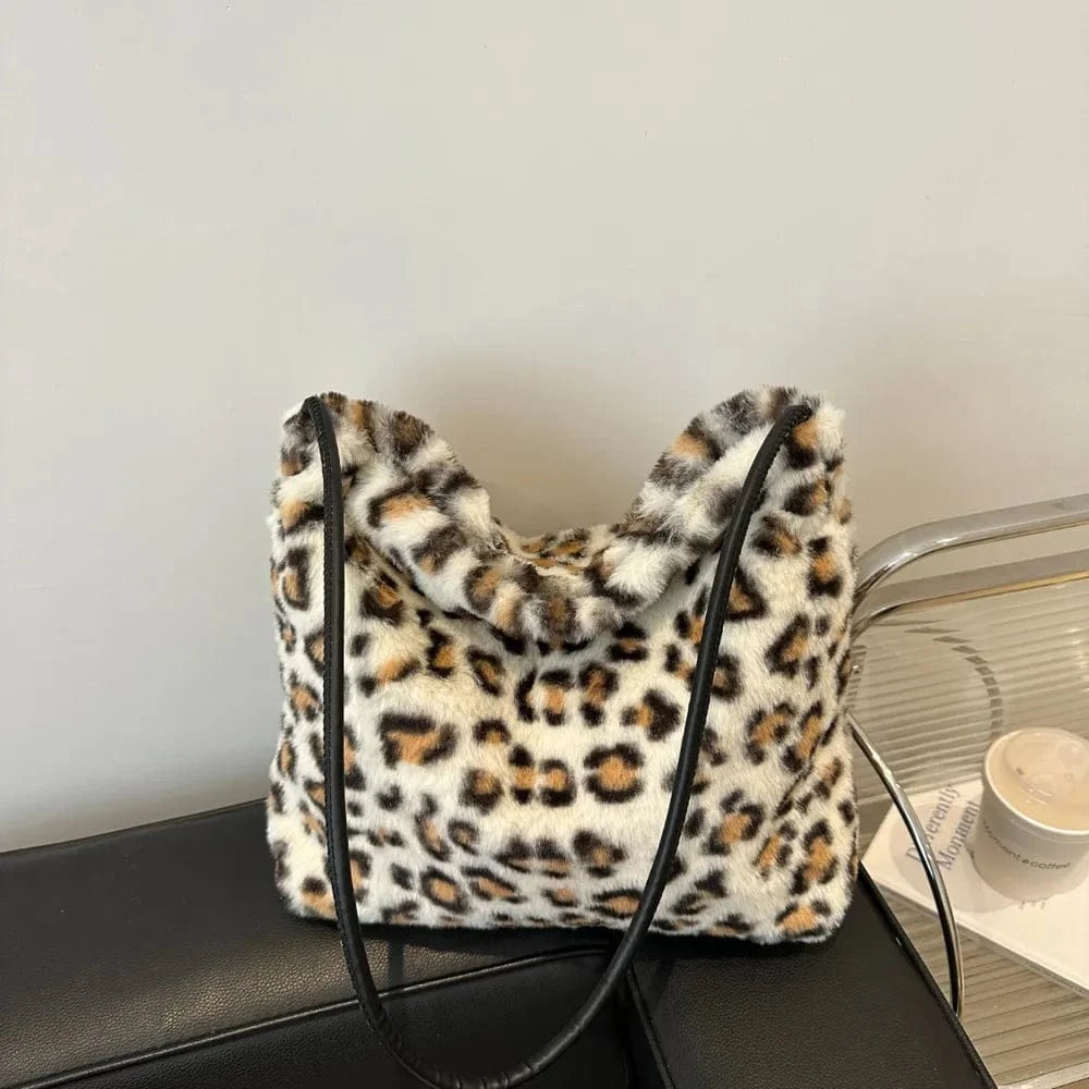 Trendsi Leopard Furry Shoulder Bag