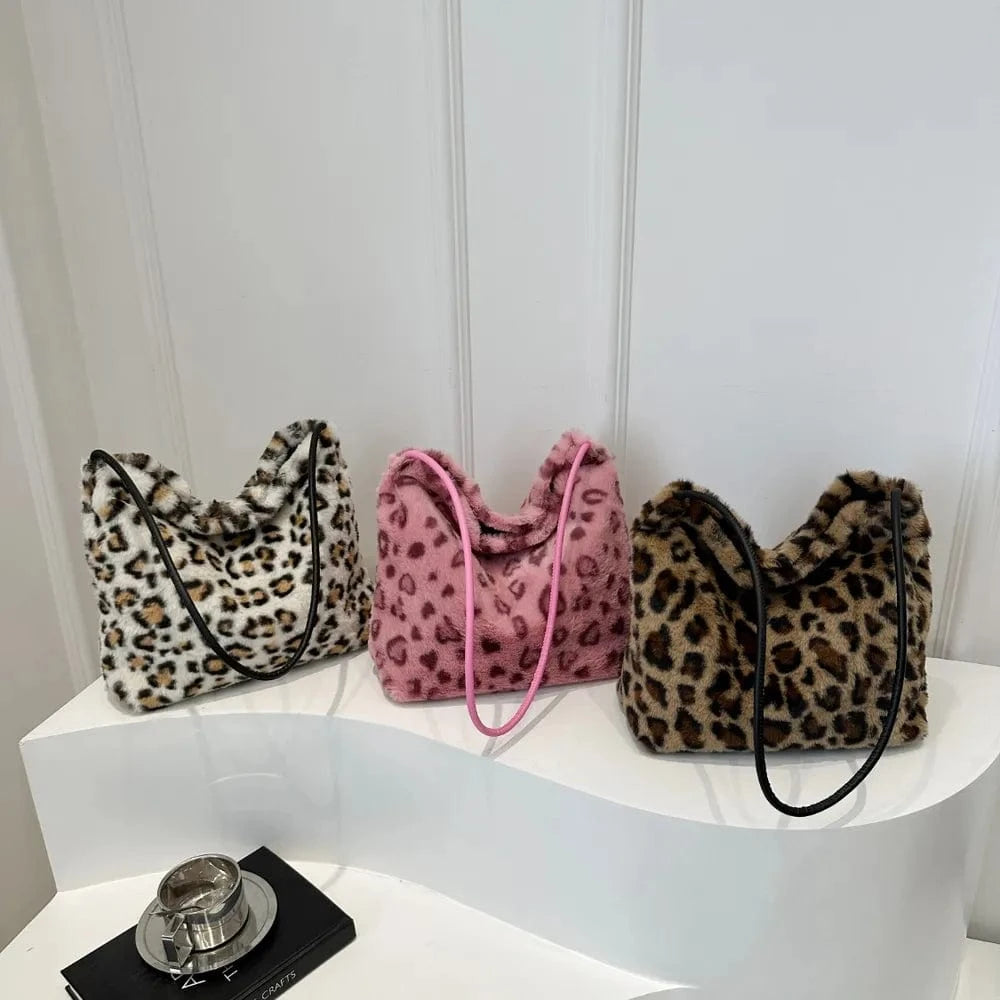 Trendsi Leopard Furry Shoulder Bag