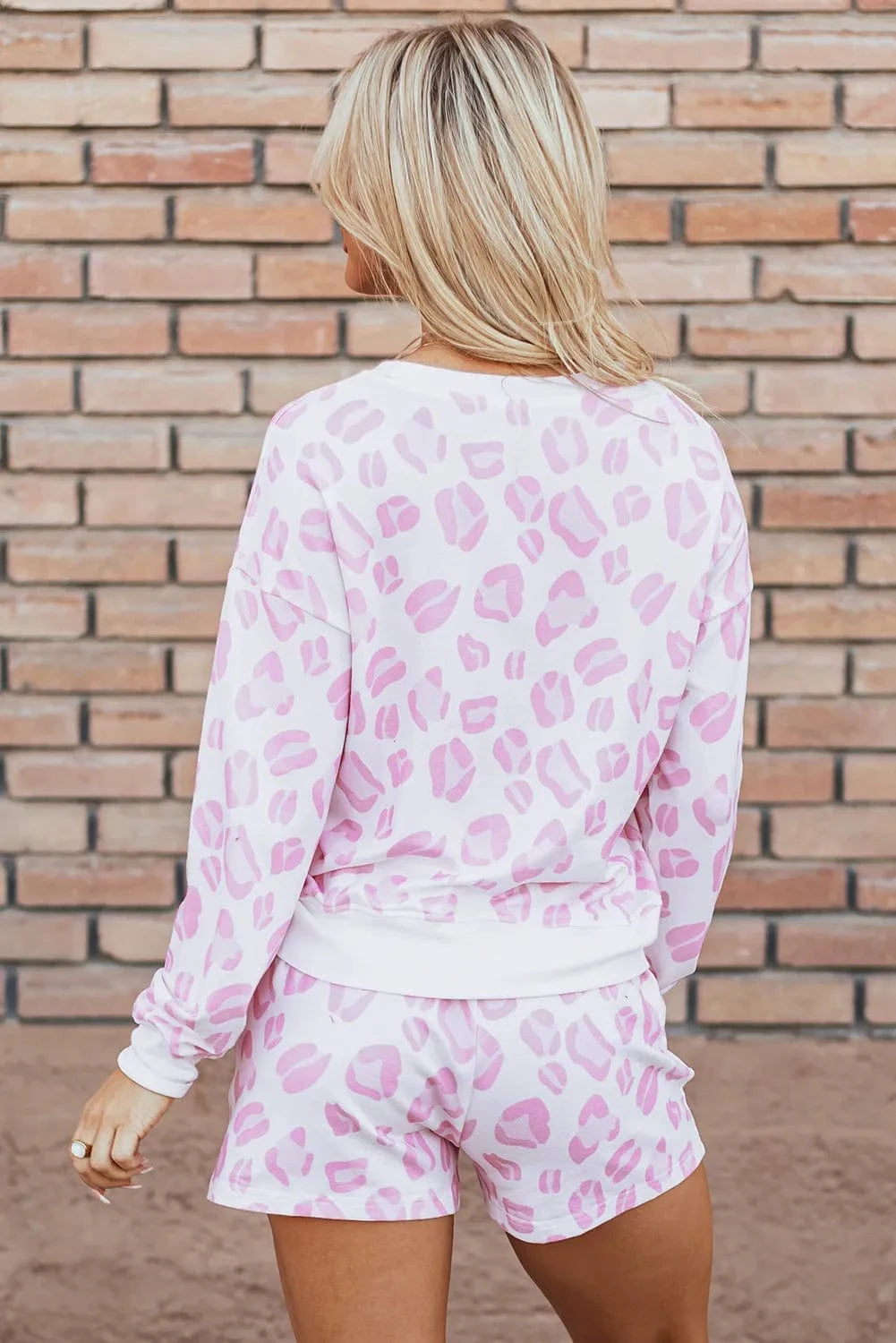 Trendsi Leopard Long Sleeve Top and Drawstring Shorts Lounge Set