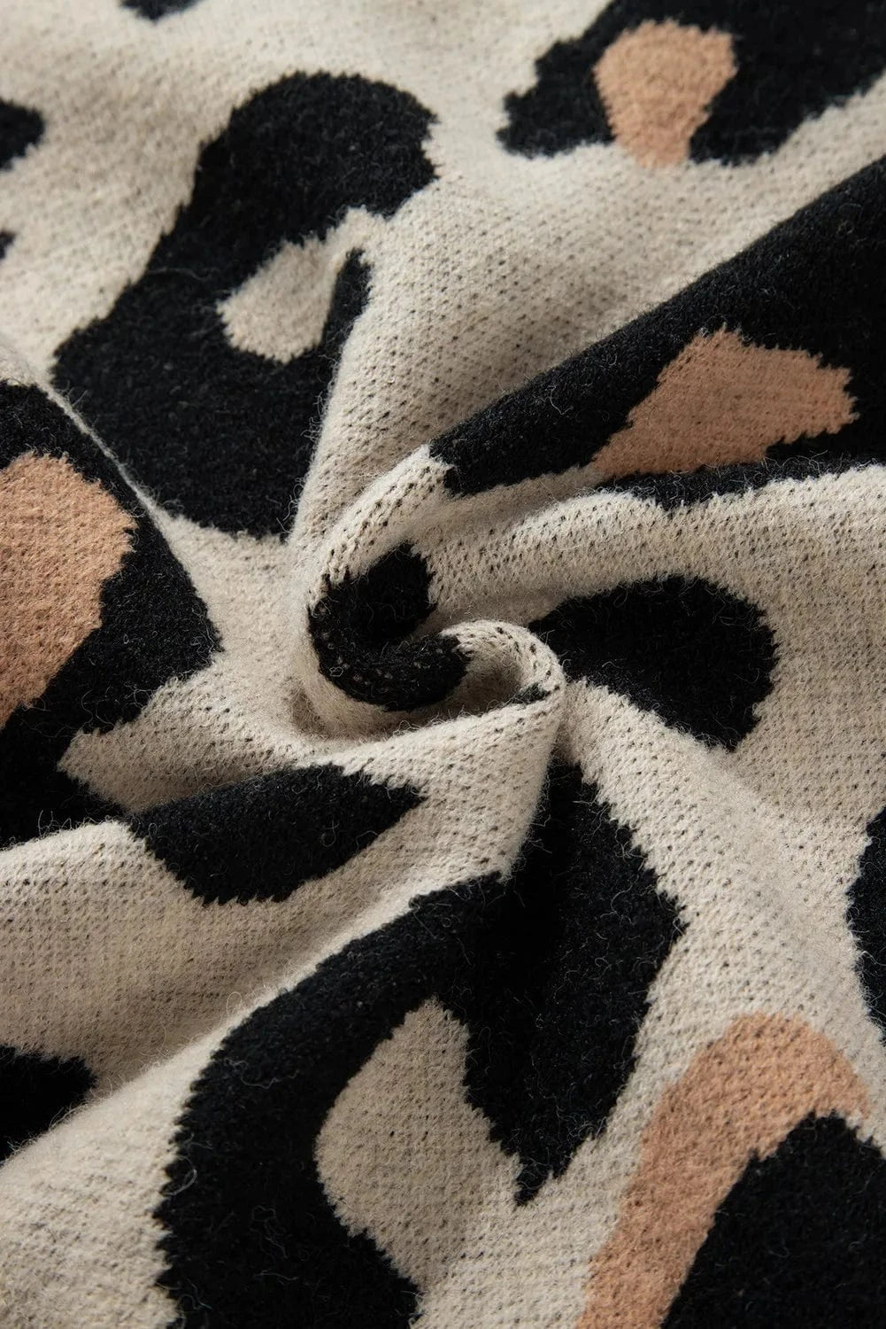 Trendsi Leopard Open Front Long Sleeve Cardigan