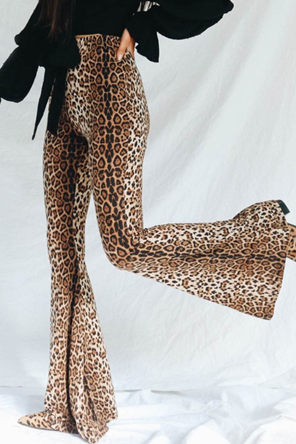 Trendsi Leopard Print Flare Leg Pants