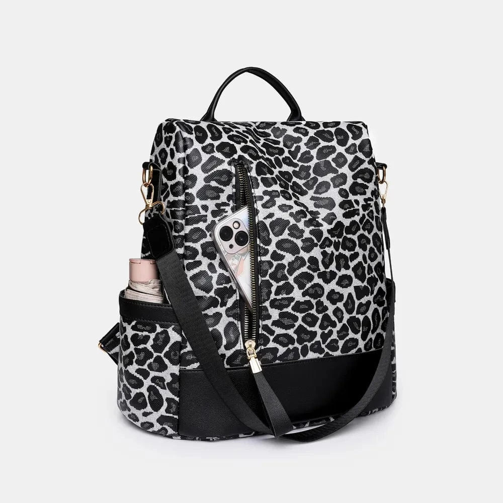 Trendsi Leopard PU Leather Backpack Bag