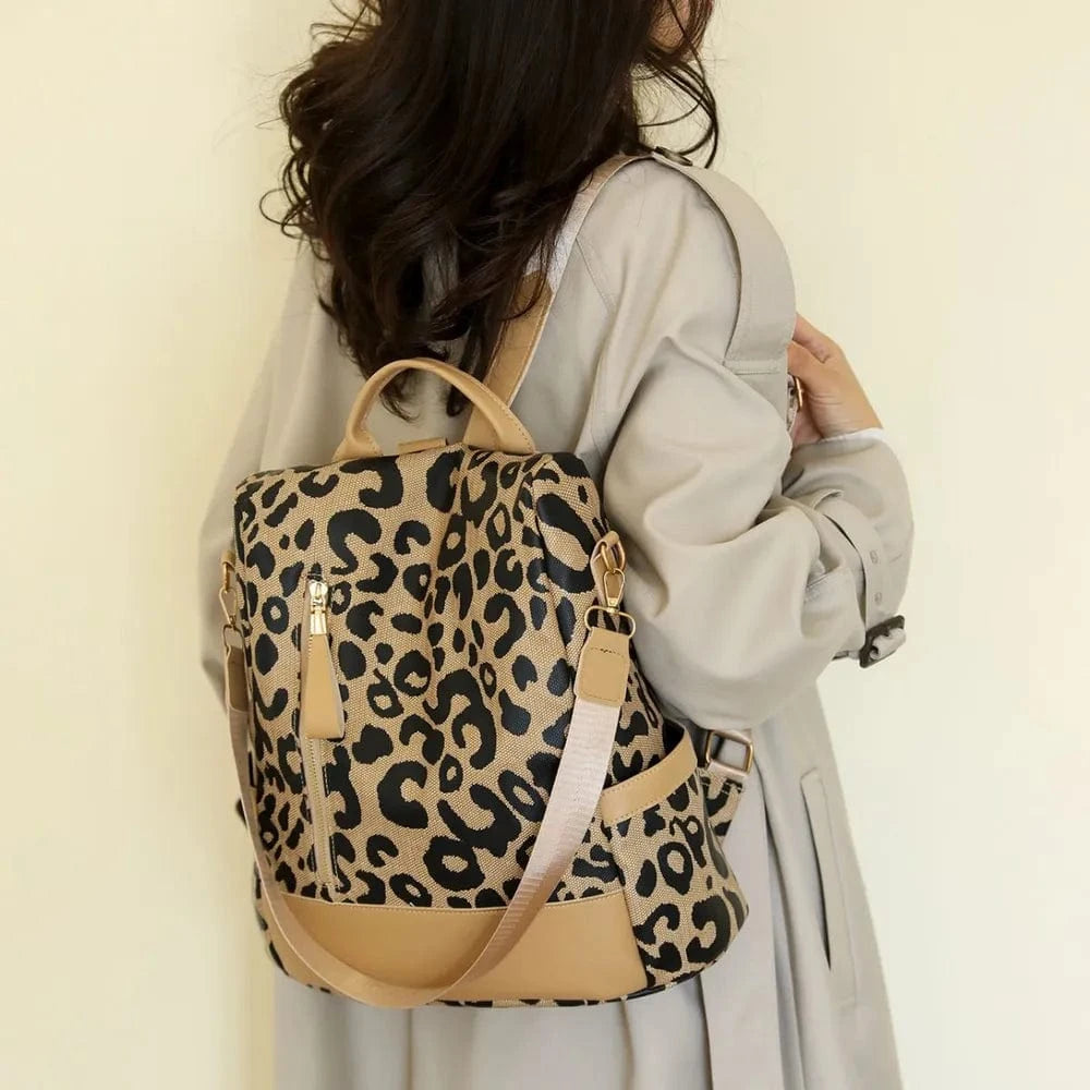 Trendsi Leopard PU Leather Backpack Bag