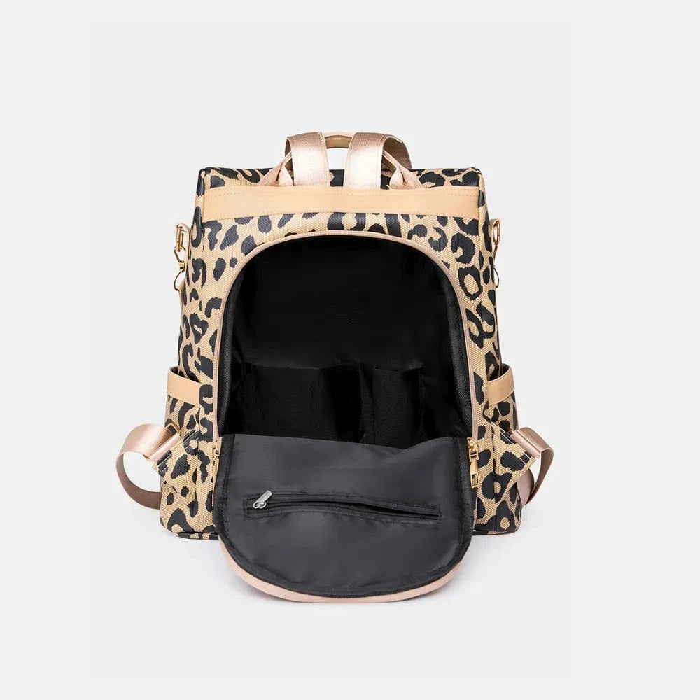 Trendsi Leopard PU Leather Backpack Bag