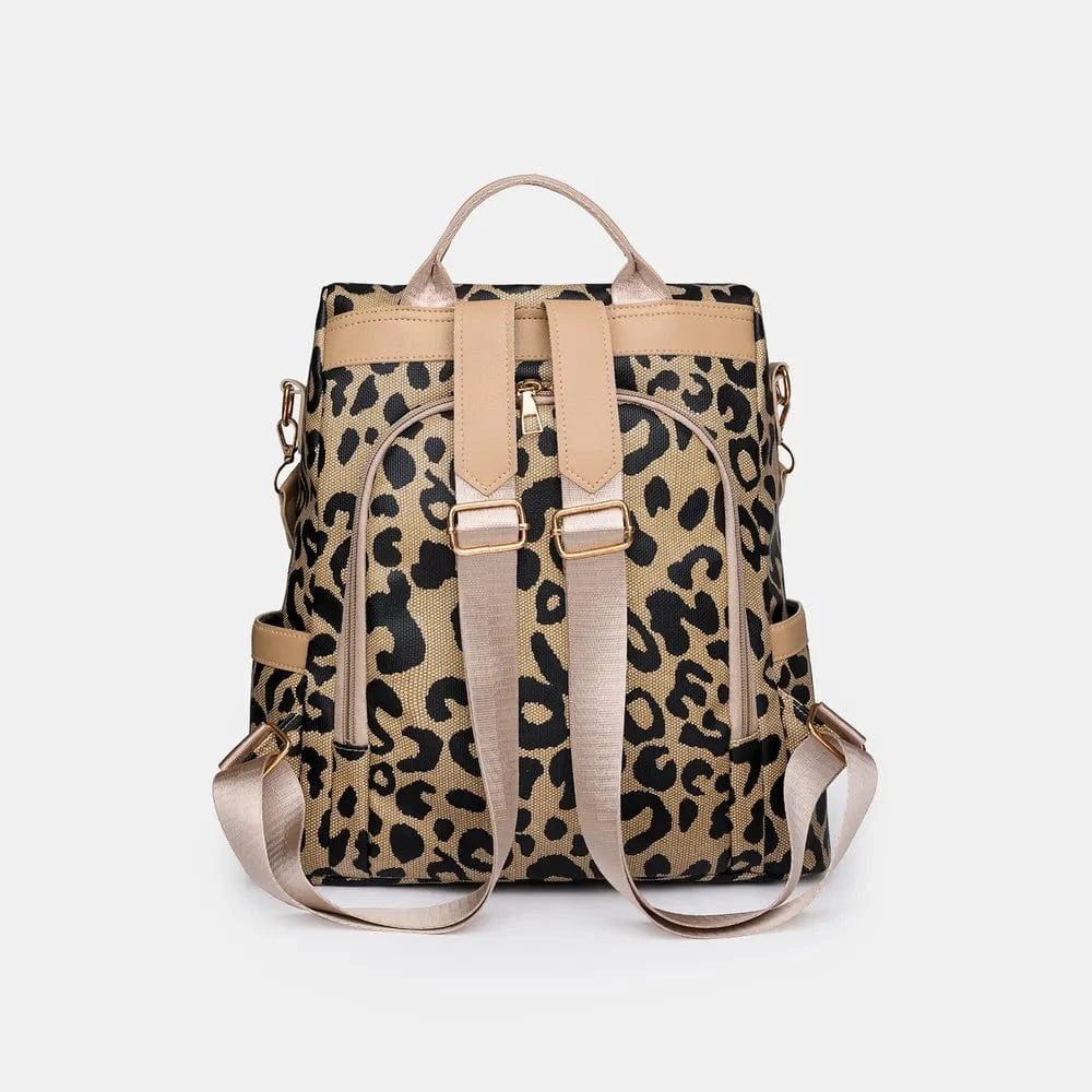 Trendsi Leopard PU Leather Backpack Bag