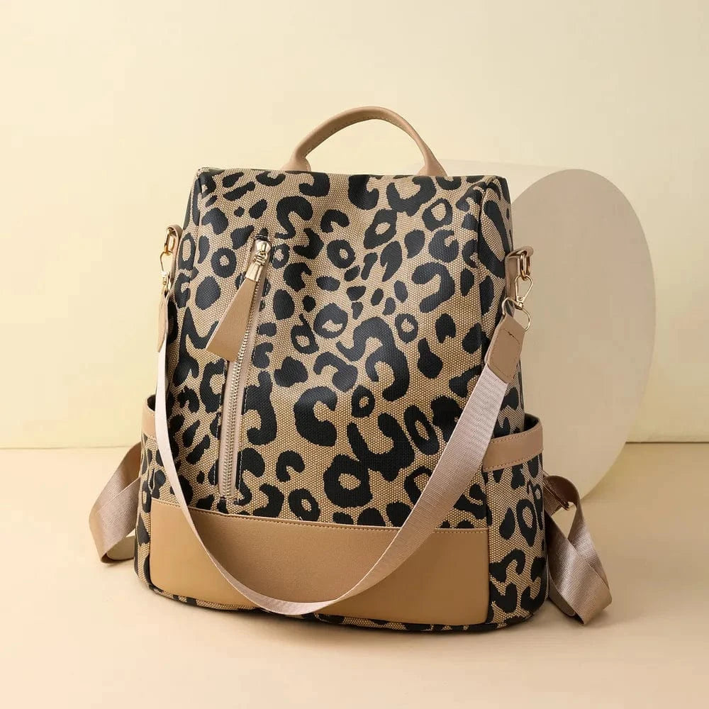 Trendsi Leopard PU Leather Backpack Bag