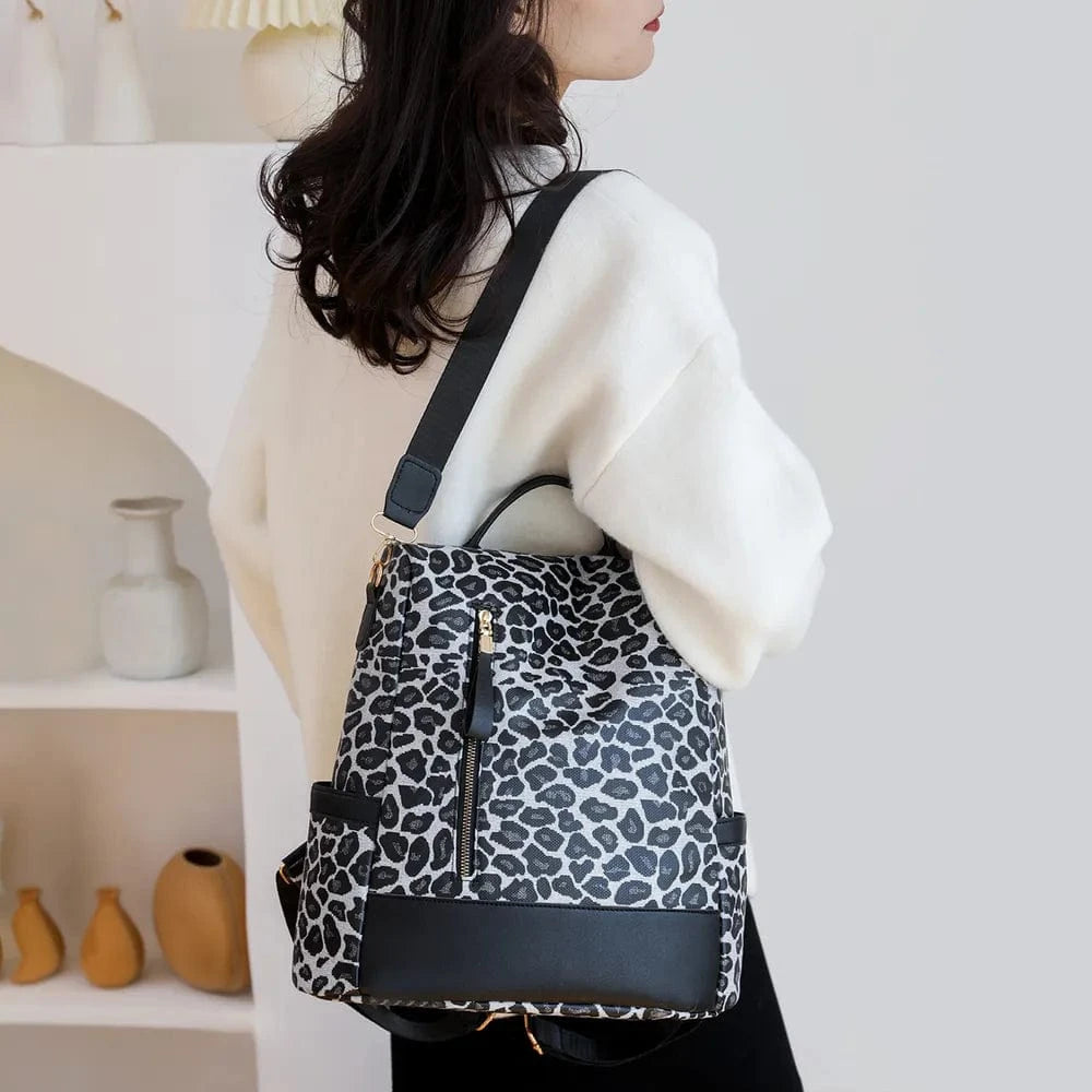 Trendsi Leopard PU Leather Backpack Bag