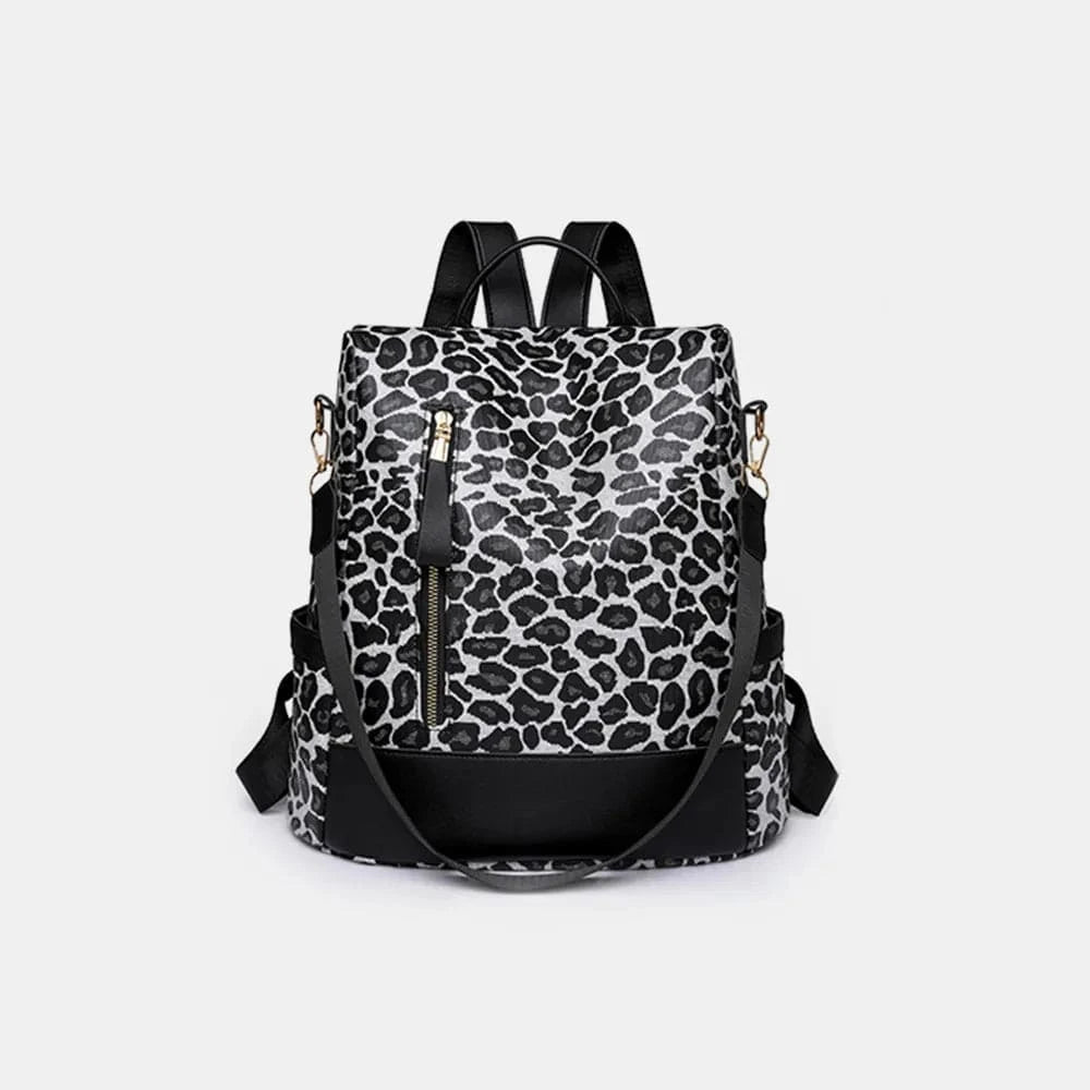 Trendsi Leopard PU Leather Backpack Bag