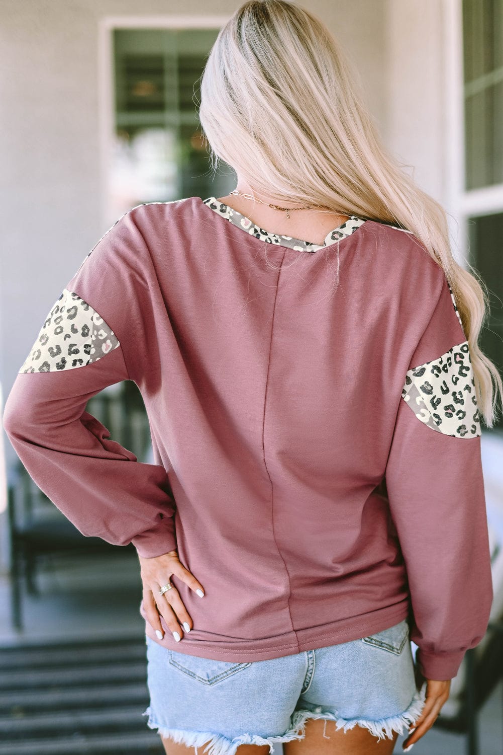 Trendsi Leopard Round Neck Long Sleeve T-Shirt