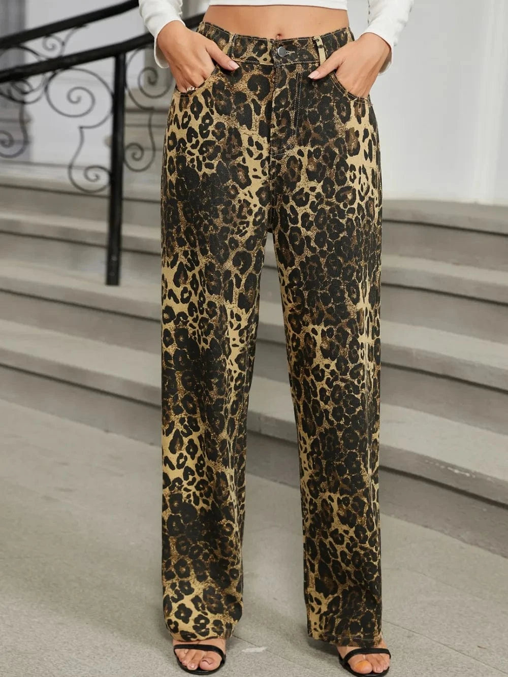 Trendsi Leopard / S Leopard Jeans with Pockets