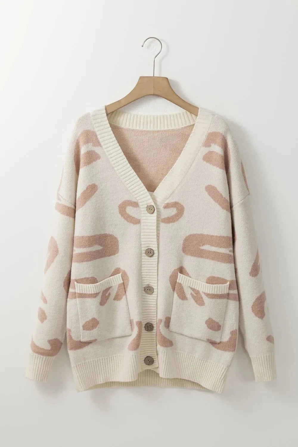 Trendsi Leopard V Neck Button Down Cardigan
