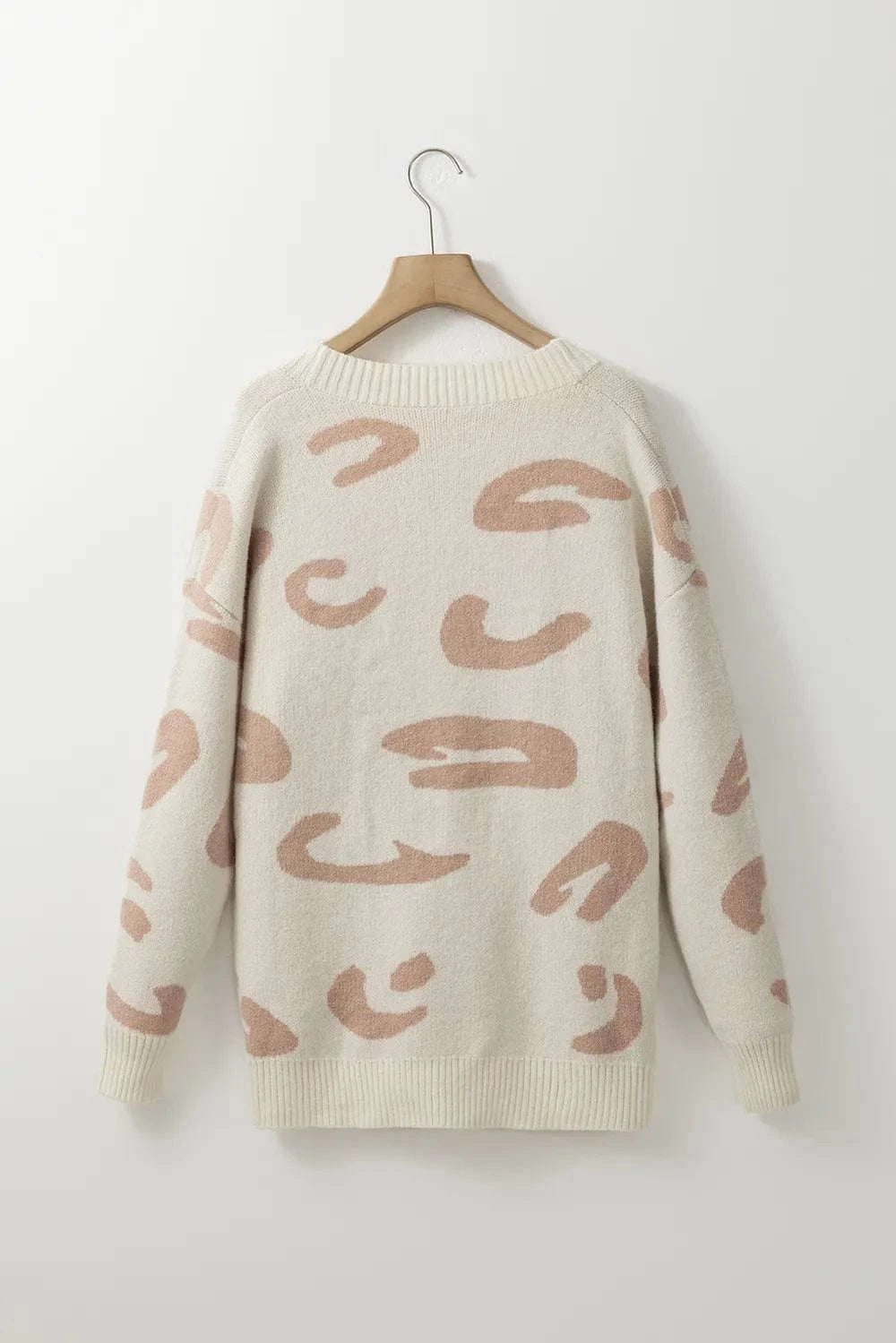 Trendsi Leopard V Neck Button Down Cardigan