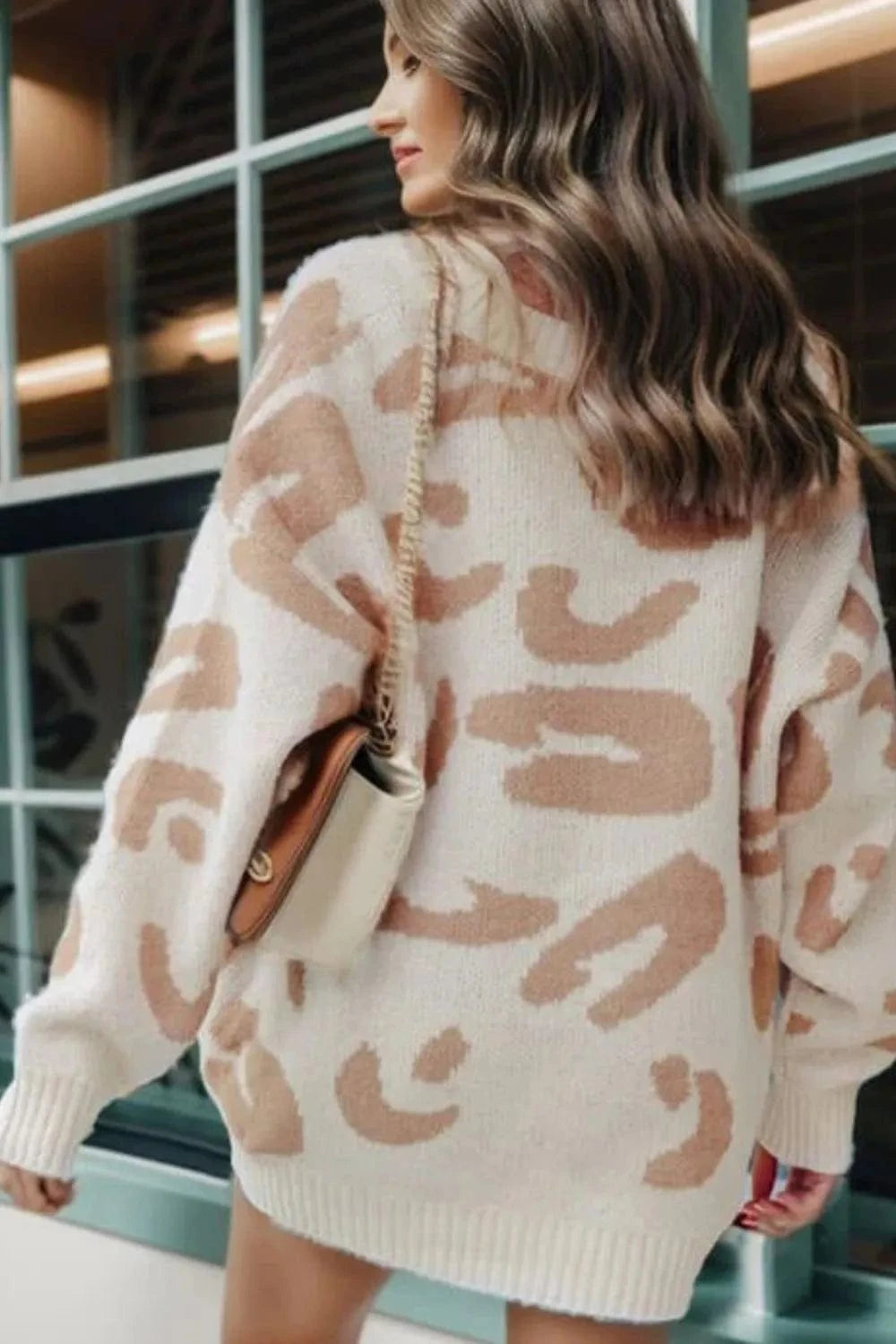 Trendsi Leopard V Neck Button Down Cardigan