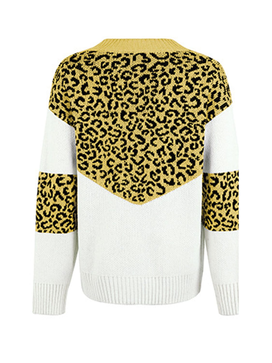 Trendsi Leopard V-Neck Dropped Shoulder Sweater