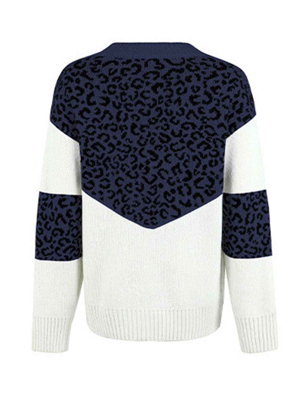 Trendsi Leopard V-Neck Dropped Shoulder Sweater