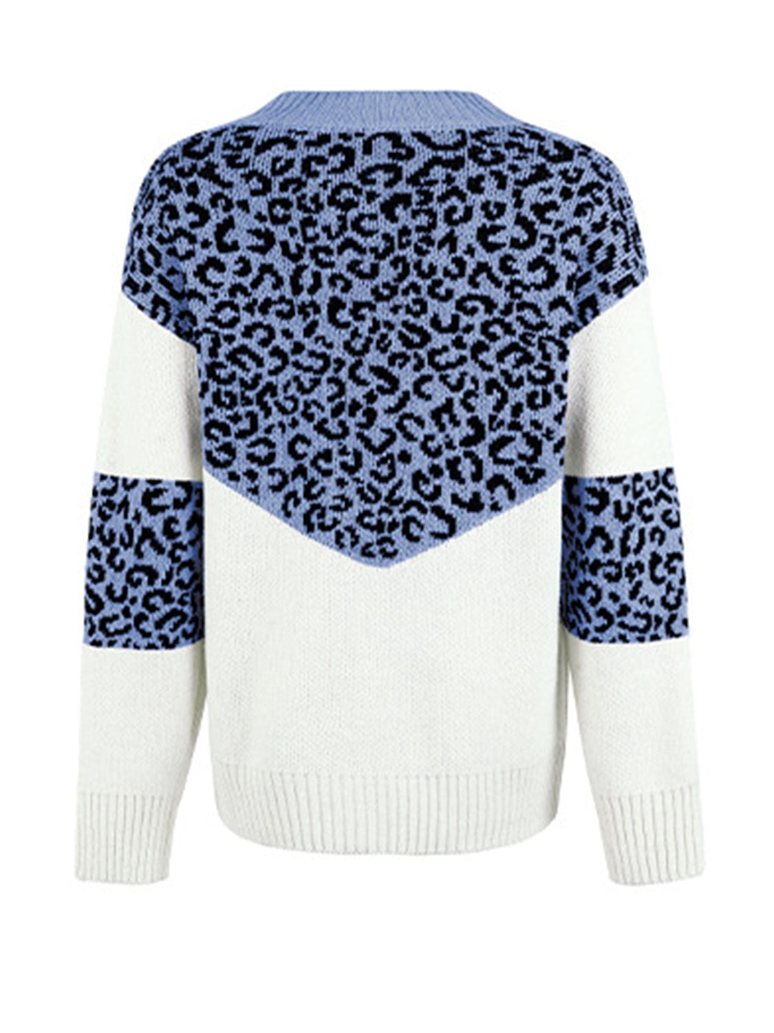 Trendsi Leopard V-Neck Dropped Shoulder Sweater