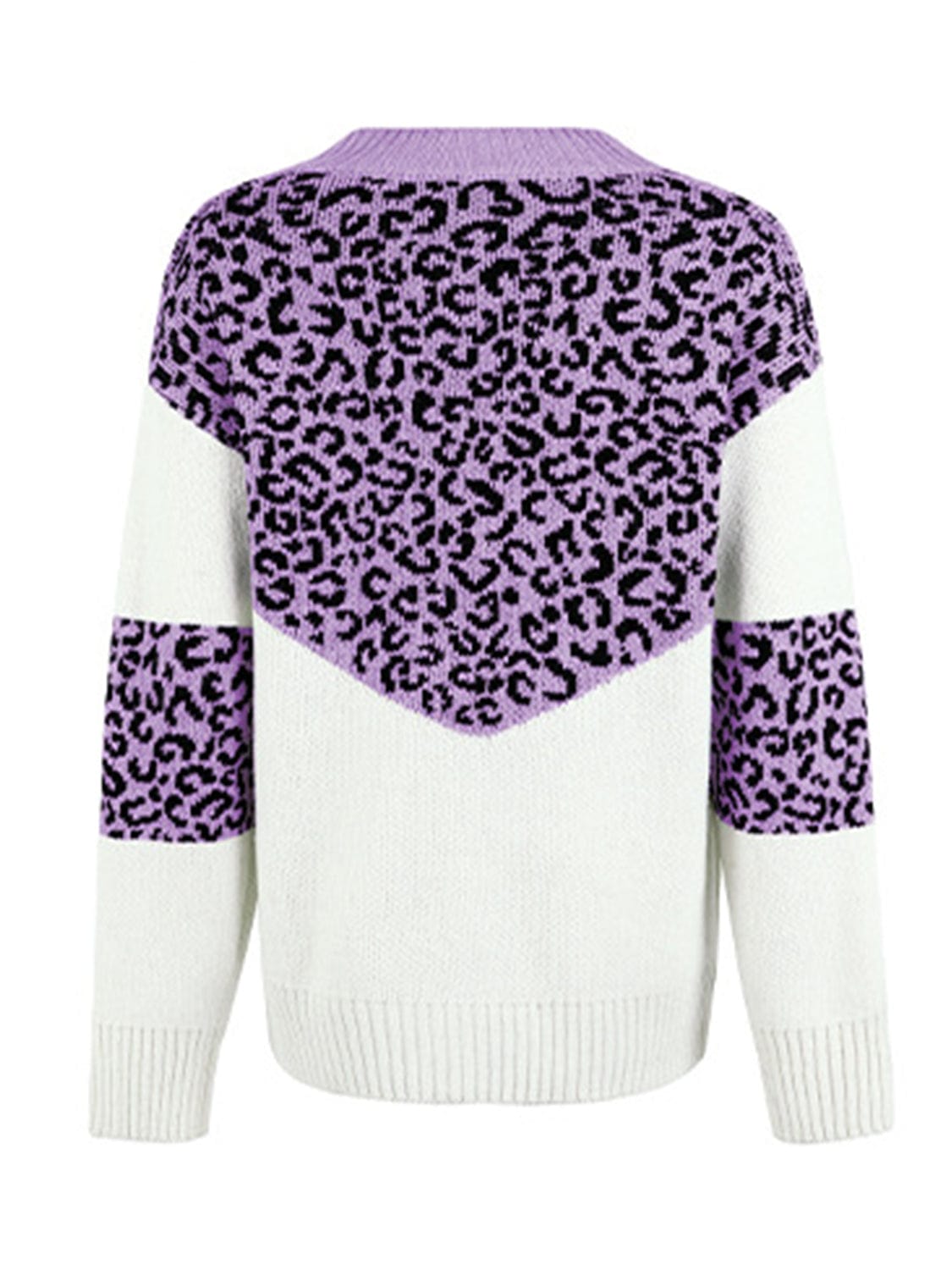 Trendsi Leopard V-Neck Dropped Shoulder Sweater