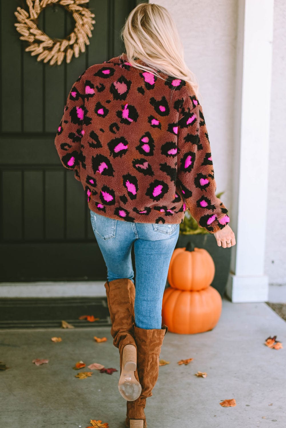 Trendsi Leopard Zip-Up Jacket