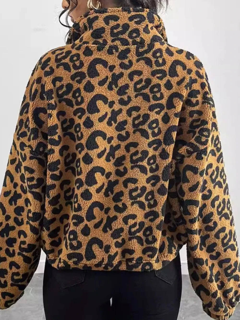 Trendsi Leopard Zip Up Long Sleeve Jacket