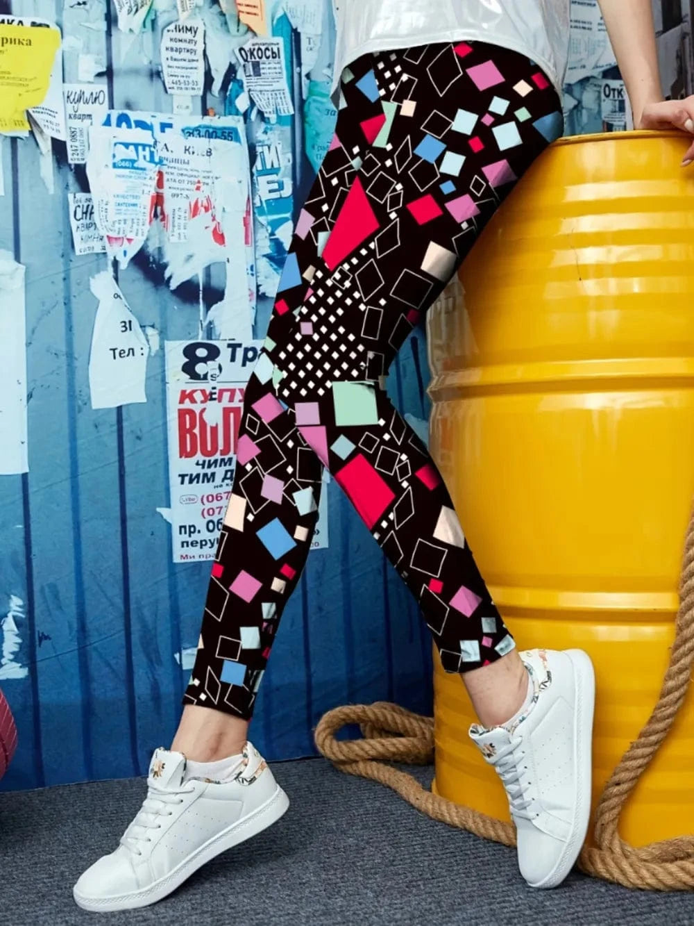 Trendsi Multicolor / S Printed High Waist Skinny Leggings