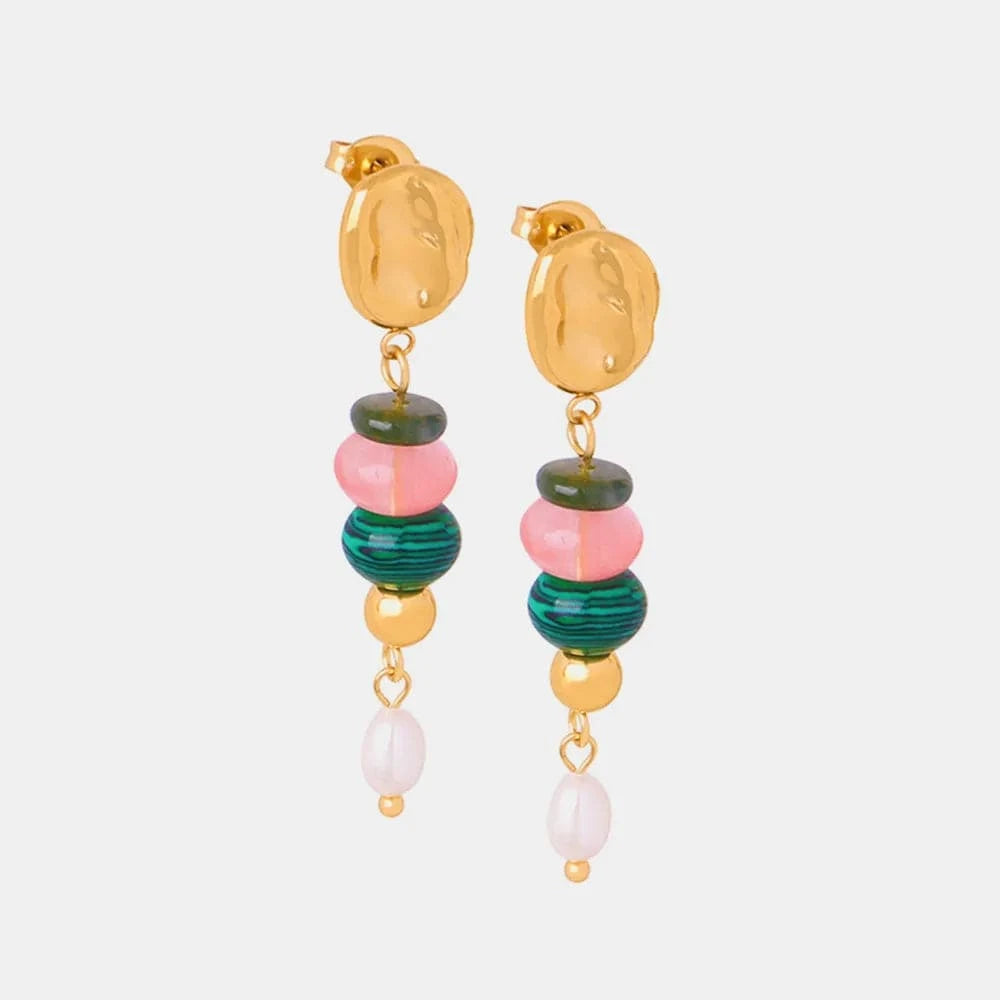 Trendsi Natural Stone Freshwater Pearl Dangle Earrings