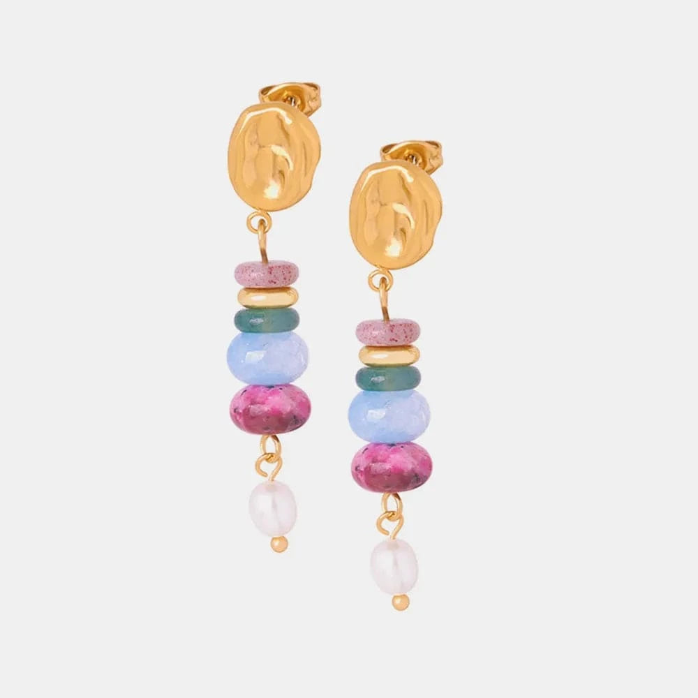 Trendsi Natural Stone Freshwater Pearl Dangle Earrings