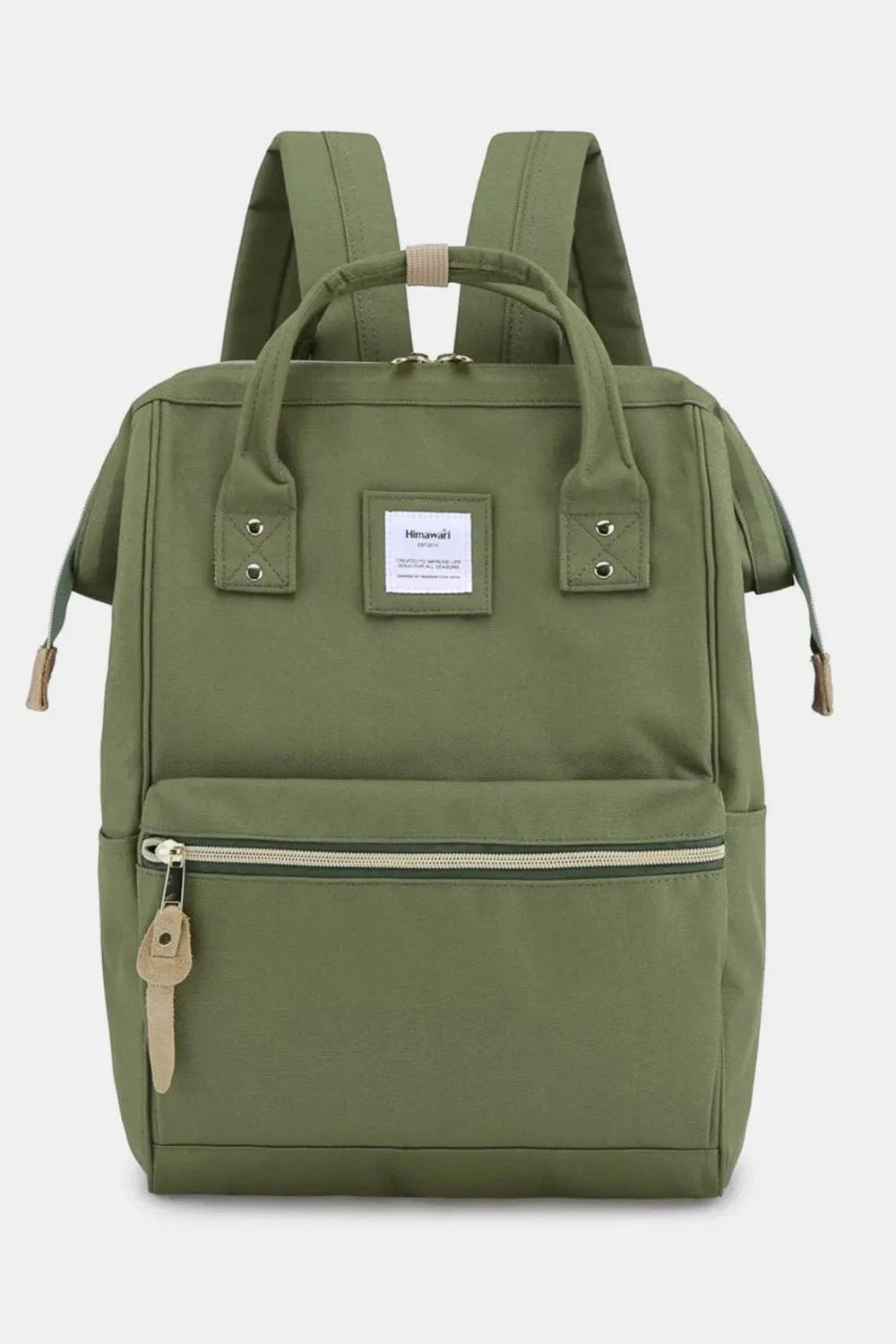 Trendsi Olive / One Size Himawari Waterproof Canvas Backpack Bag with Side Pockets