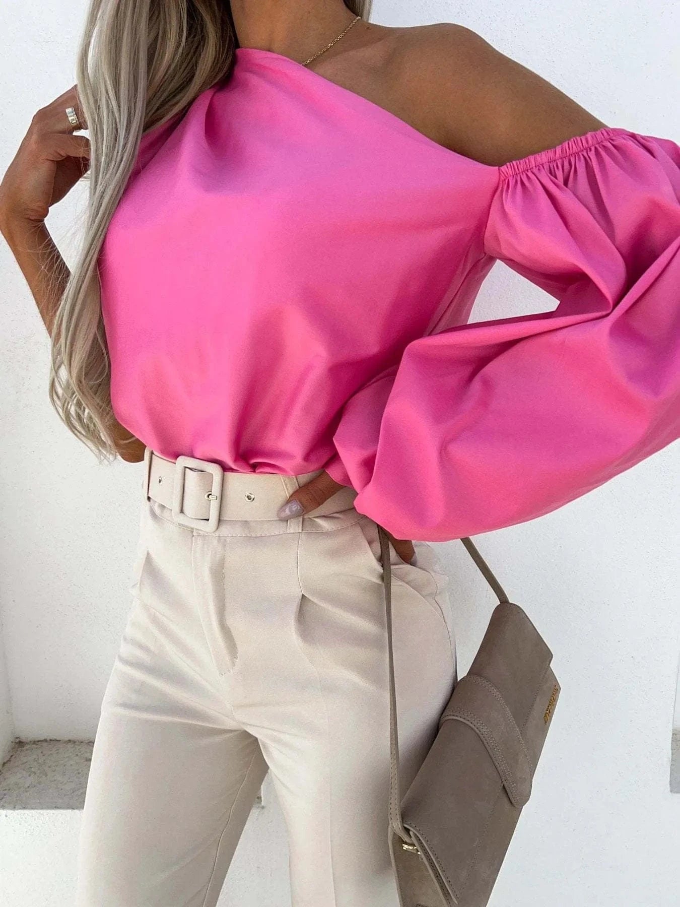 Trendsi One Shoulder Puff Sleeve Blouse