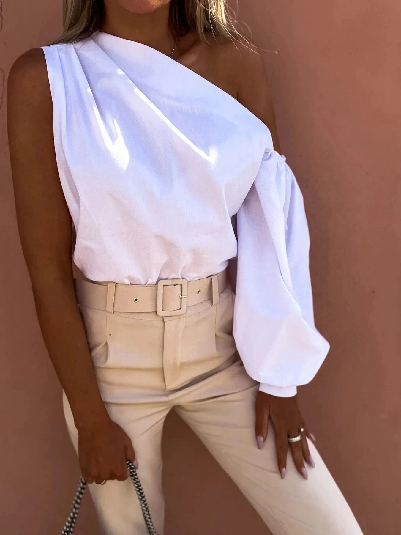 Trendsi One Shoulder Puff Sleeve Blouse
