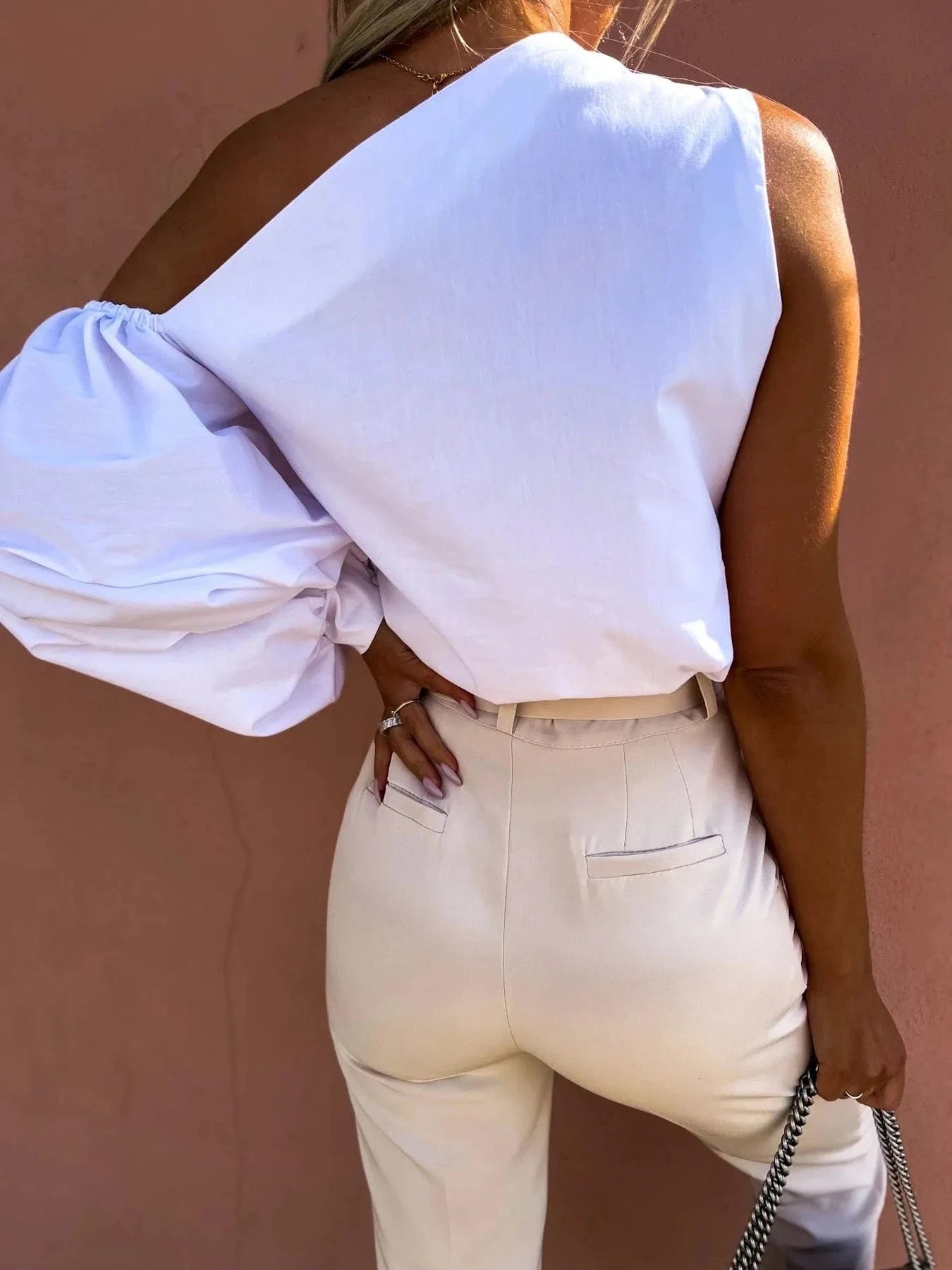Trendsi One Shoulder Puff Sleeve Blouse