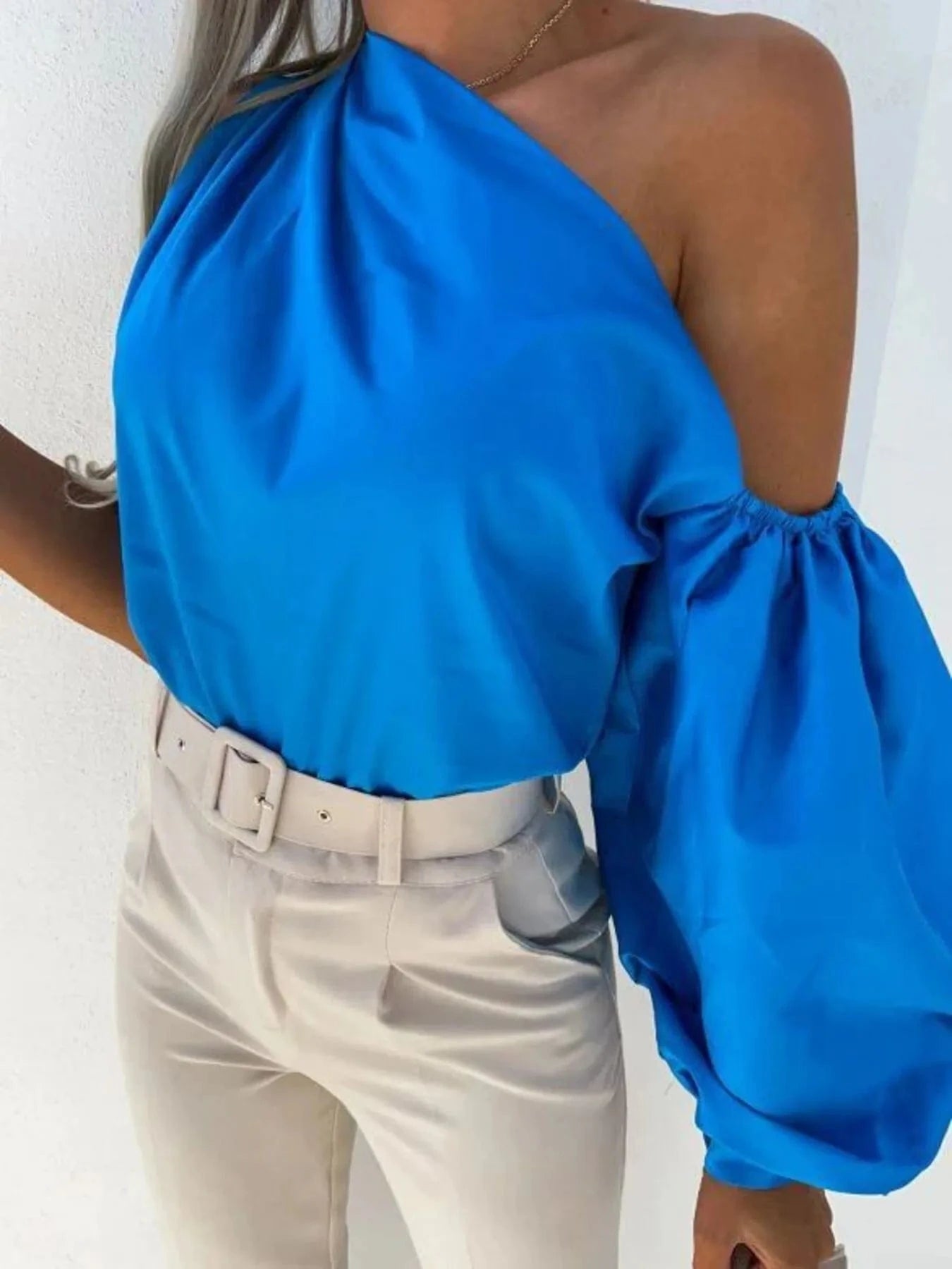 Trendsi One Shoulder Puff Sleeve Blouse